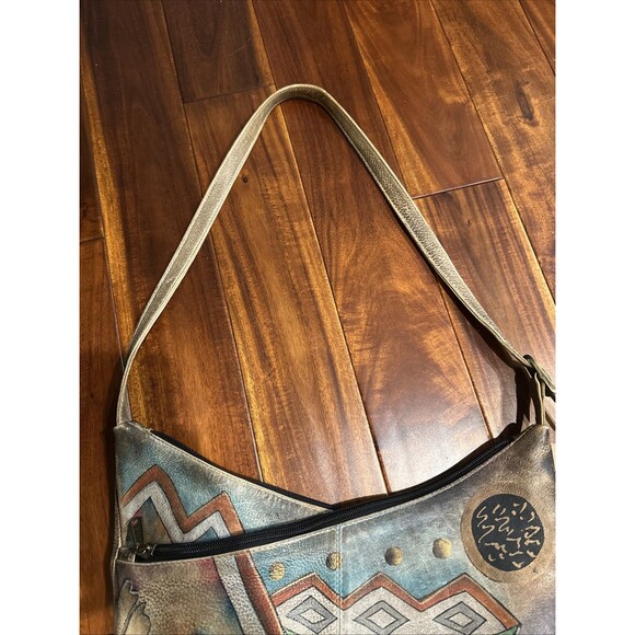 ANUSCHKA Purse Hand Painted Leather Shoulder Bag Abstract Southwest Art - Picture 11 of 16